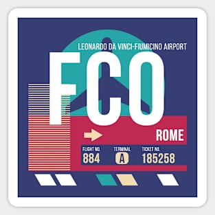 Rome, Italy (FCO) Airport Code Baggage Tag E Sticker